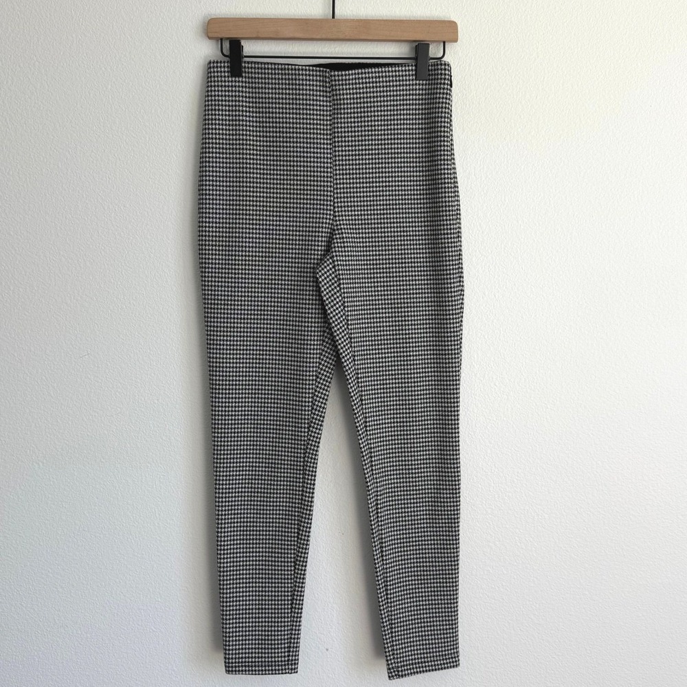 Ann Taylor Houndstooth Ankle Pants SP Black White Petite Slim Crop Work Trousers